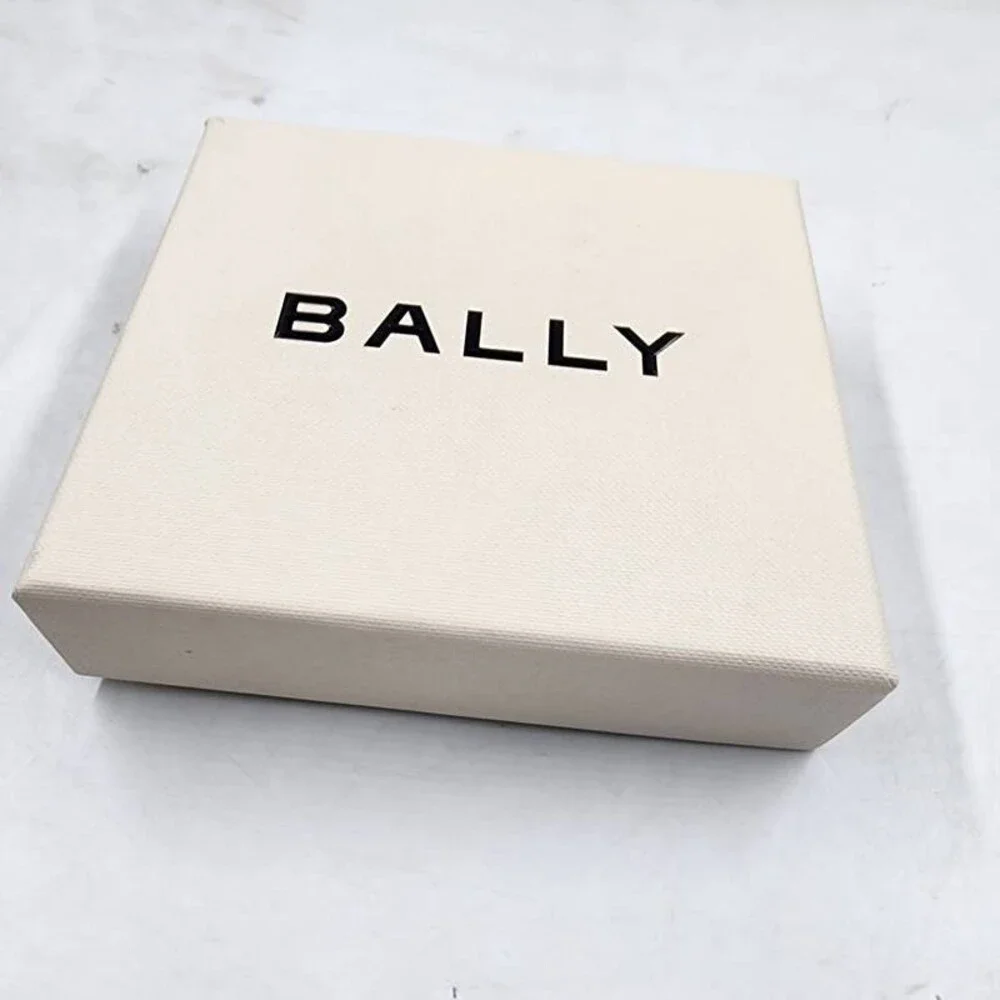 Bally Elegant Leather Card Case Unisex One Size Black Silver-Tone Logo Lettering